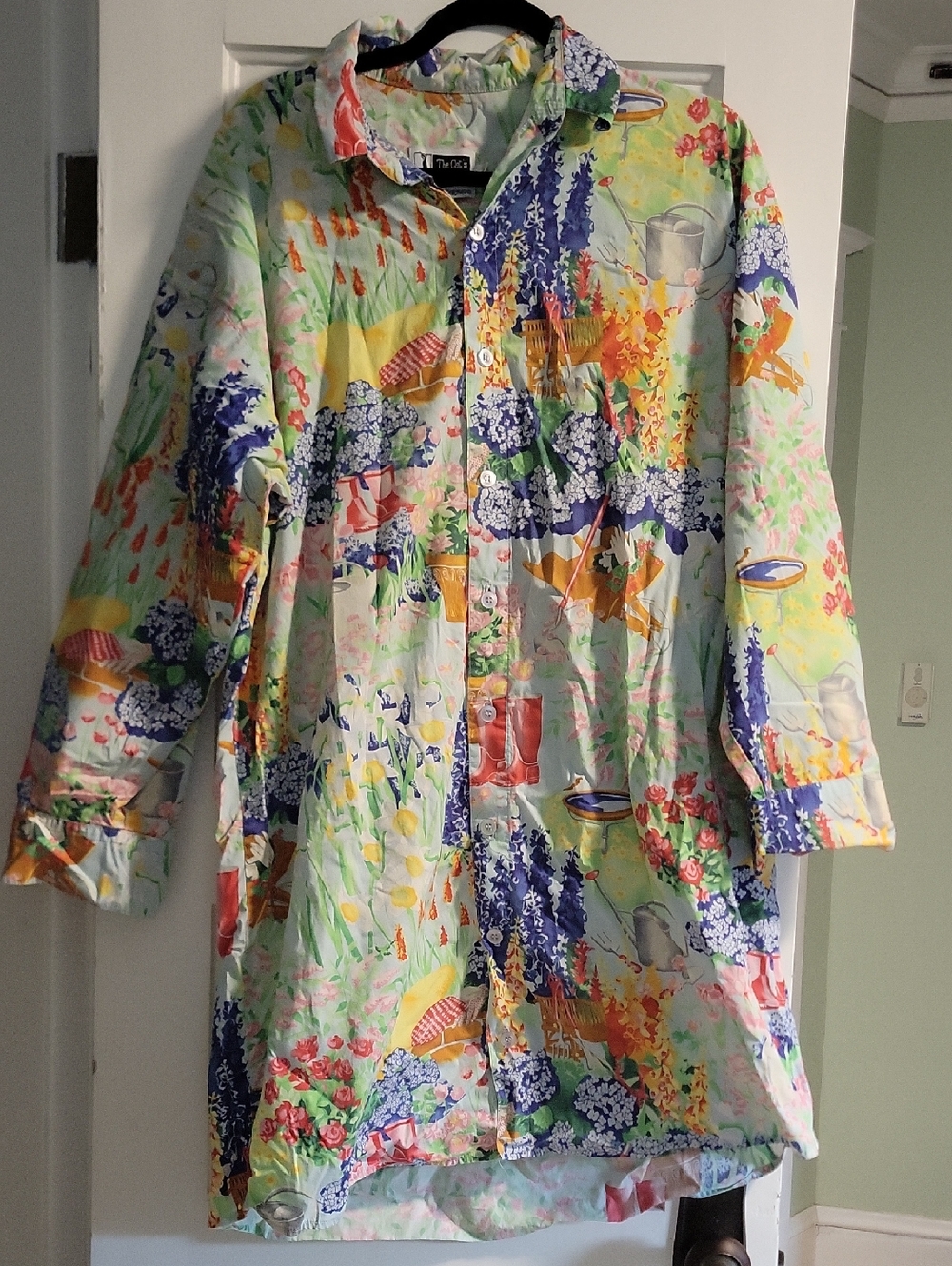 The Cat's Pajamas Garden Floral Button-Up Pajama Sleep Shirt Nightgown - L